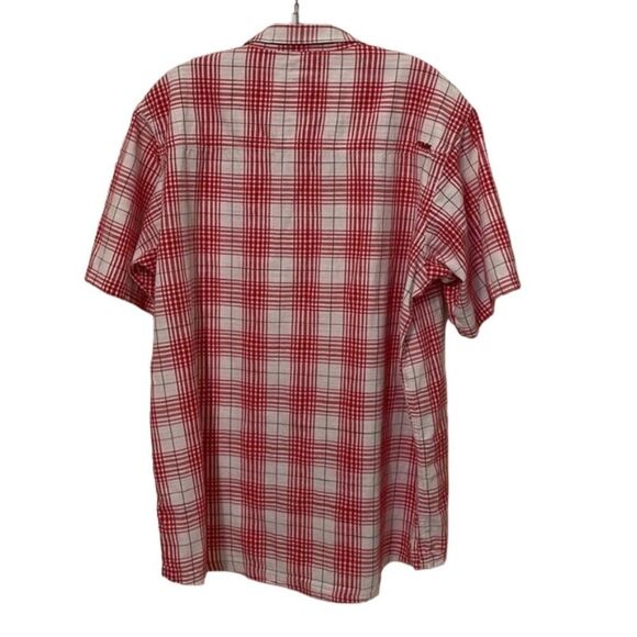 Mountain Khakis Red Plaid Button Up Shirt Mens Size Large Cotton Short Sleeves - Picture 7 of 12